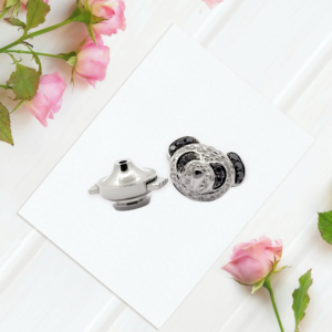 K18WG ダイヤモンド ブラックダイヤモンド ピンブローチ（パンダ）