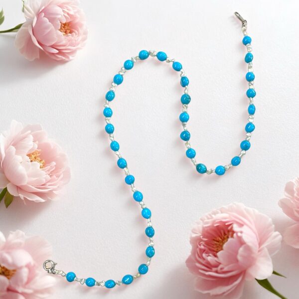 「碧の輝き、海のささやき。トルコ石とパールが織りなす、あなただけの物語。」