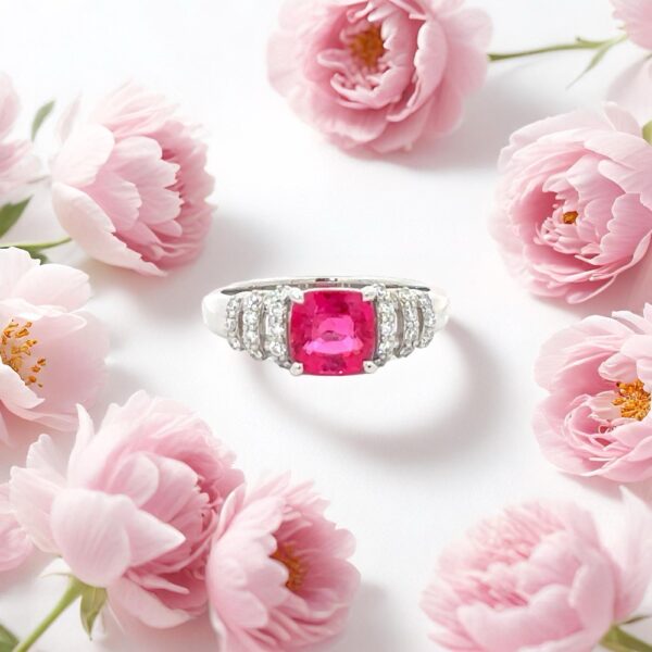 心奪われる、鮮烈な輝き。あなたを彩る、ホットピンクスピネルリング。
